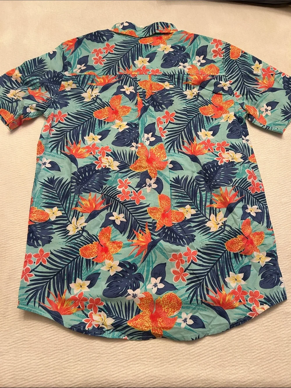 Kid’s Size 16 (XXL)Tropical Floral Button-Up Shirt - Teal & Orange
